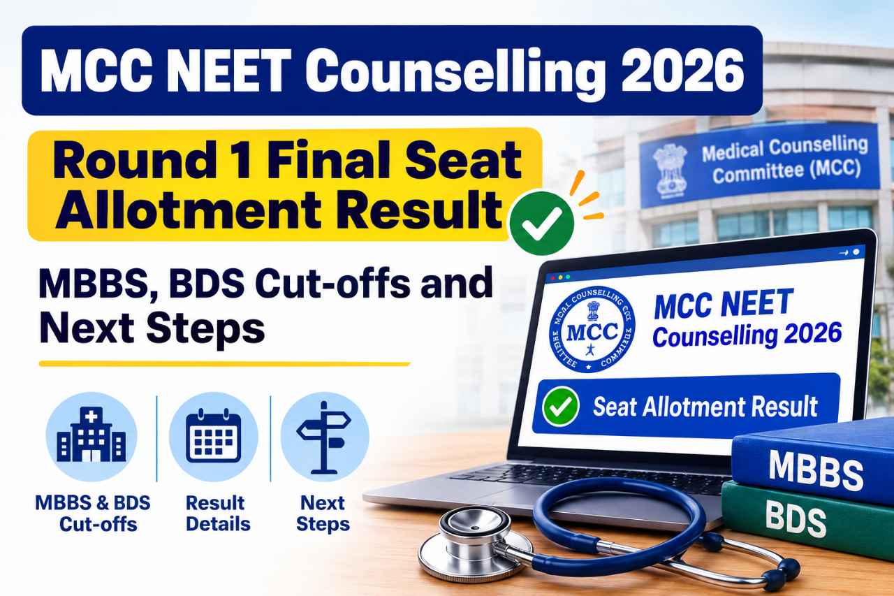 MCC NEET Counselling 2026 Round 1 Final Seat Allotment Result: MBBS, BDS Cut-offs and Next Steps
