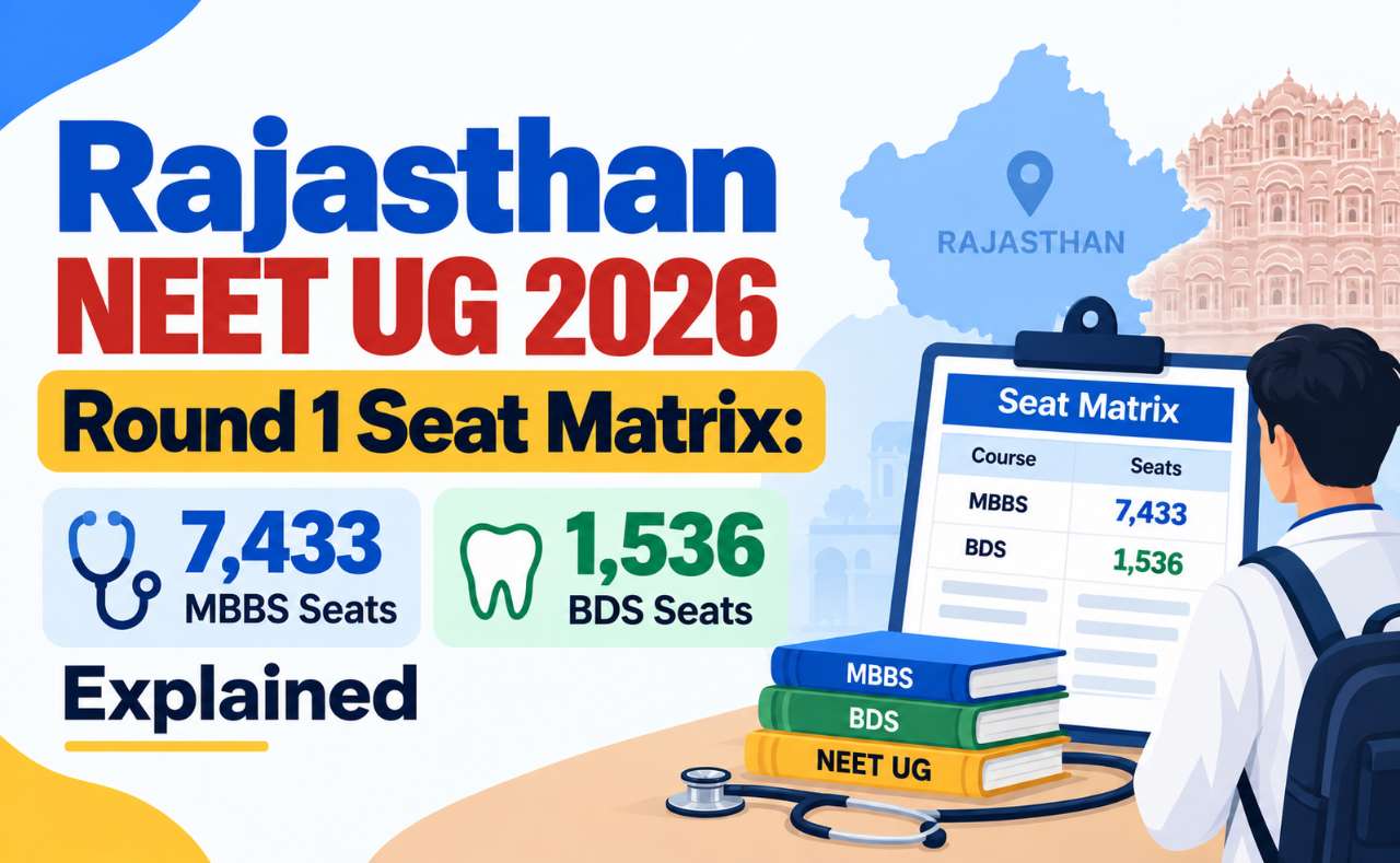 Rajasthan NEET UG 2026 Round 1 Seat Matrix: 7,433 MBBS and 1,536 BDS Seats Explained