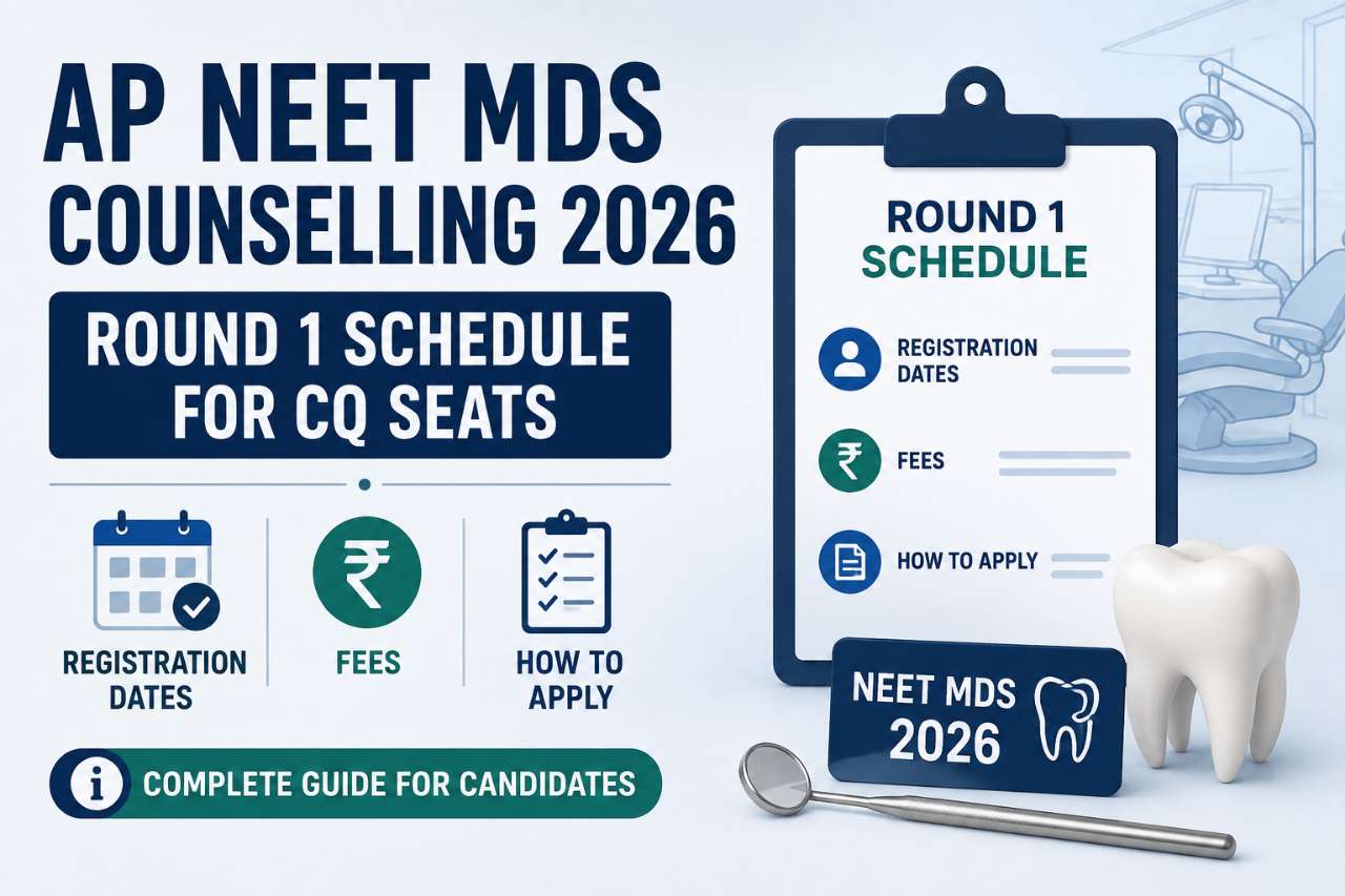AP NEET MDS Counselling 2026 Round 1 Schedule for CQ Seats: Registration Dates, Fees and How to Apply