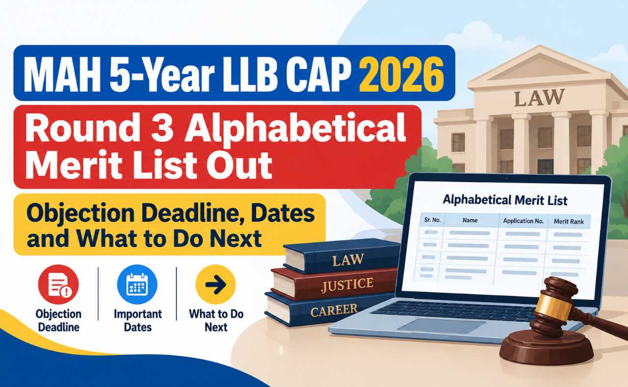MAH 5-Year LLB CAP 2026 Round 3 Alphabetical Merit List Out: Objection Deadline, Dates and What to Do Next