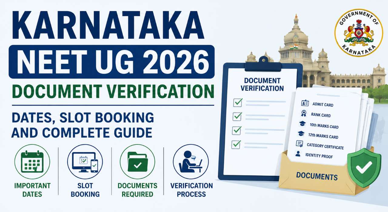 Karnataka NEET UG 2026 Document Verification Dates, Slot Booking and Complete Guide