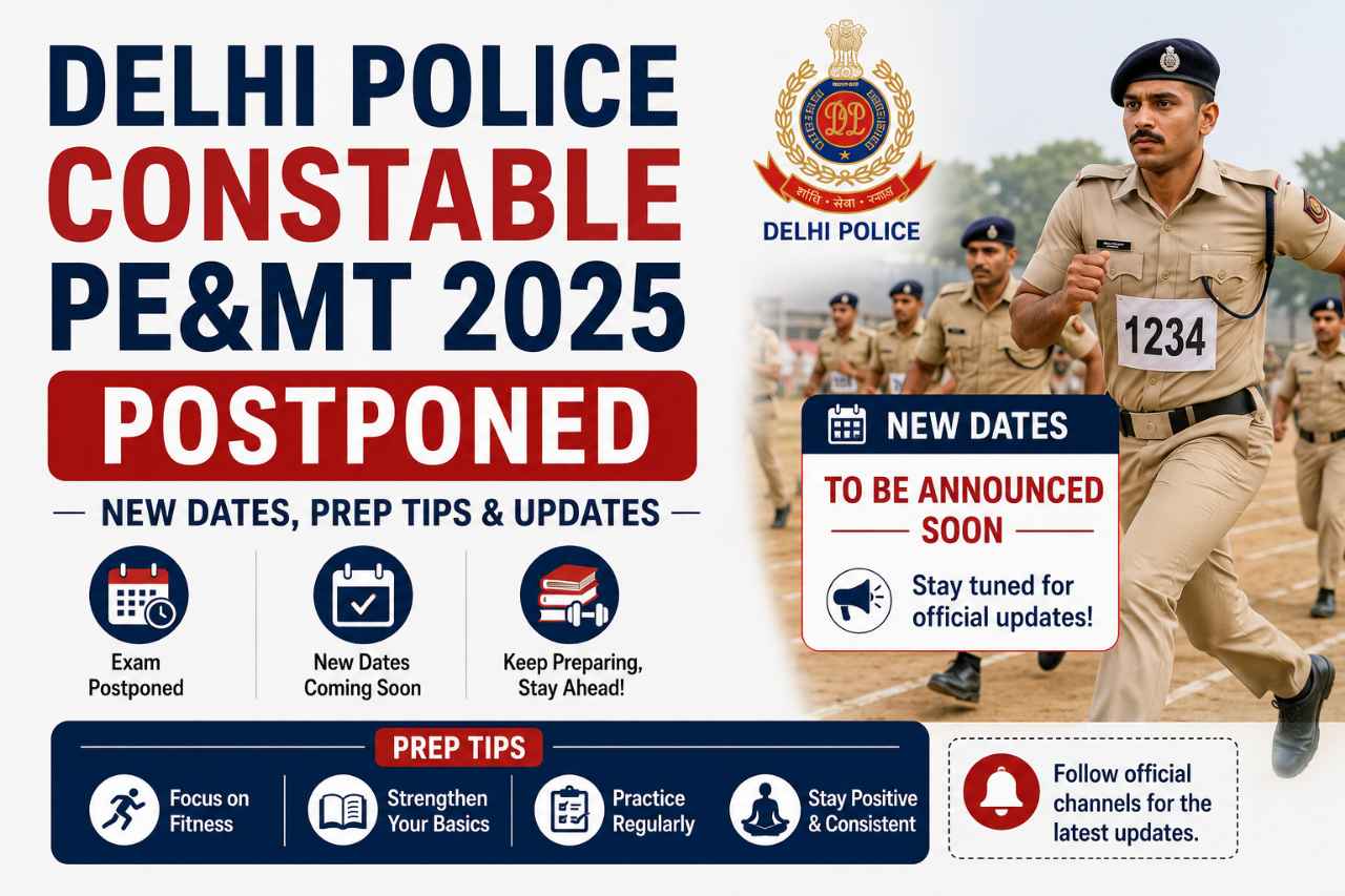 Delhi Police Constable PE&MT 2025 Postponed: New Dates, Prep Tips & Updates