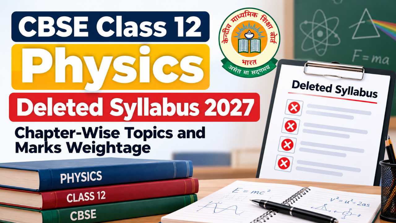 CBSE Class 12 Physics Deleted Syllabus 2027: Chapter-Wise Topics and Marks Weightage
