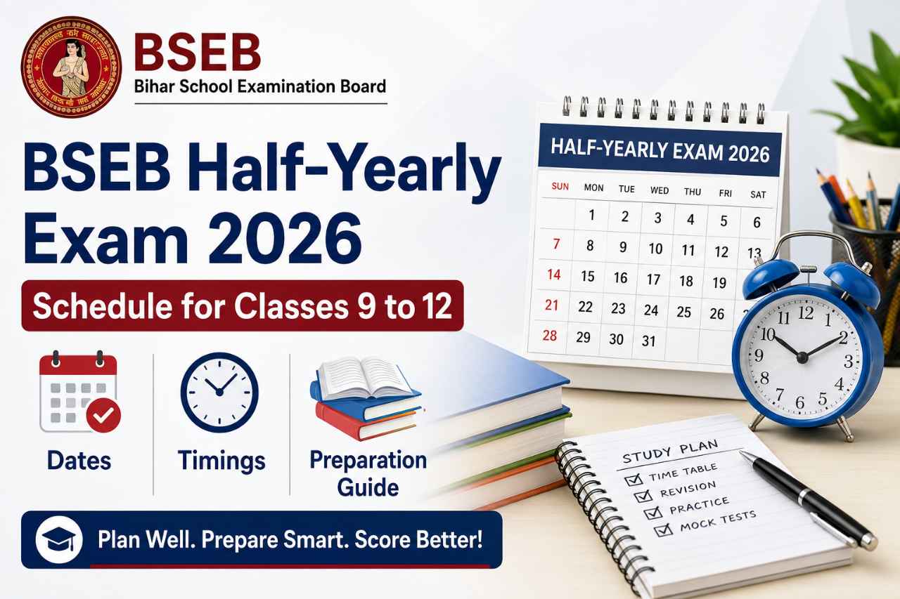 BSEB Half-Yearly Exam 2026 Schedule for Classes 9 to 12: Dates, Timings, and Preparation Guide