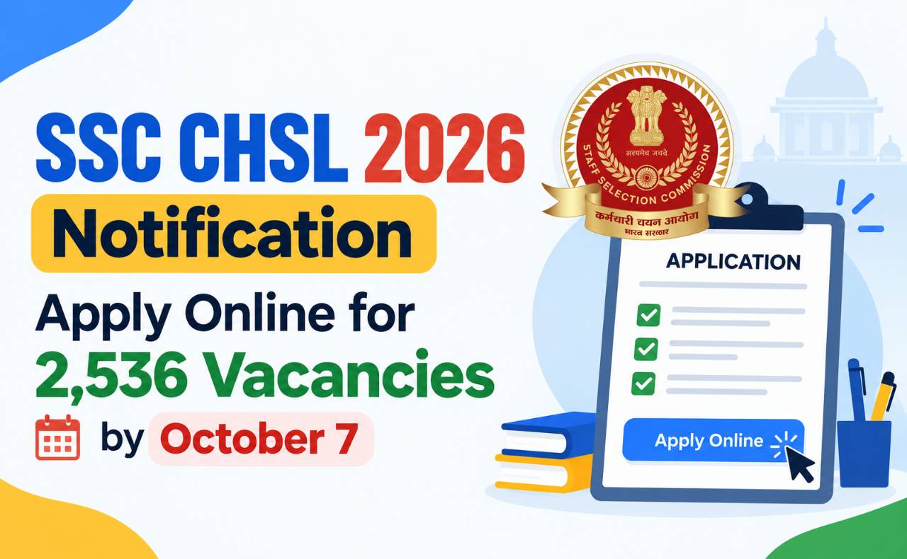 SSC CHSL 2026 Notification: Apply Online for 2,536 Vacancies by October 7