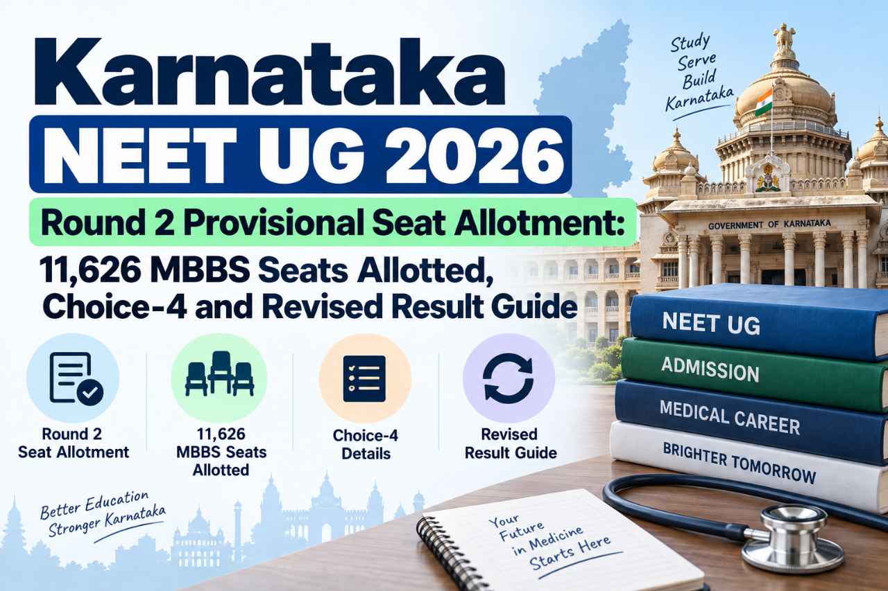 Karnataka NEET UG 2026 Round 2 Provisional Seat Allotment: 11,626 MBBS Seats Allotted, Choice-4 and Revised Result Guide