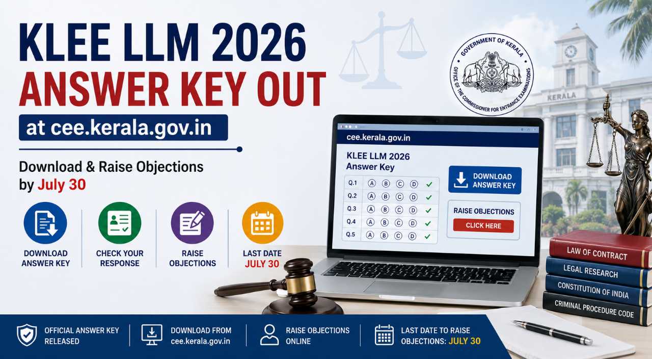 KLEE LLM 2026 Answer Key Out at cee.kerala.gov.in: Download & Raise Objections by July 30