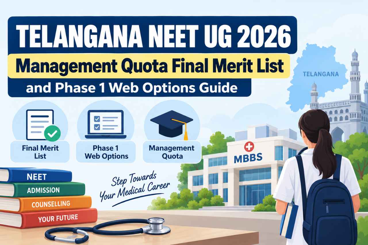 Telangana NEET UG 2026 Management Quota Final Merit List and Phase 1 Web Options Guide