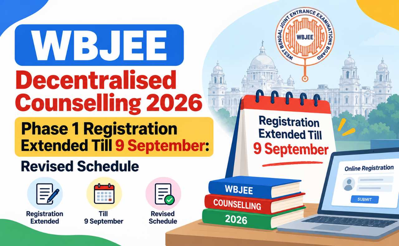 WBJEE Decentralised Counselling 2026 Phase 1 Registration Extended Till 9 September: Revised Schedule
