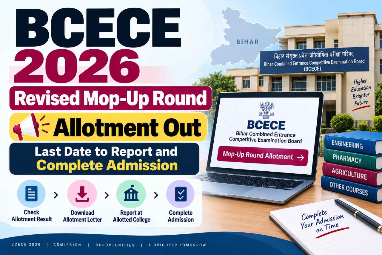 BCECE 2026 Revised Mop-Up Round Allotment Out: Last Date to Report and Complete Admission