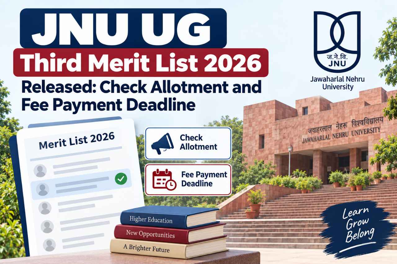 JNU UG Third Merit List 2026 Released: Check Allotment and Fee Payment Deadline