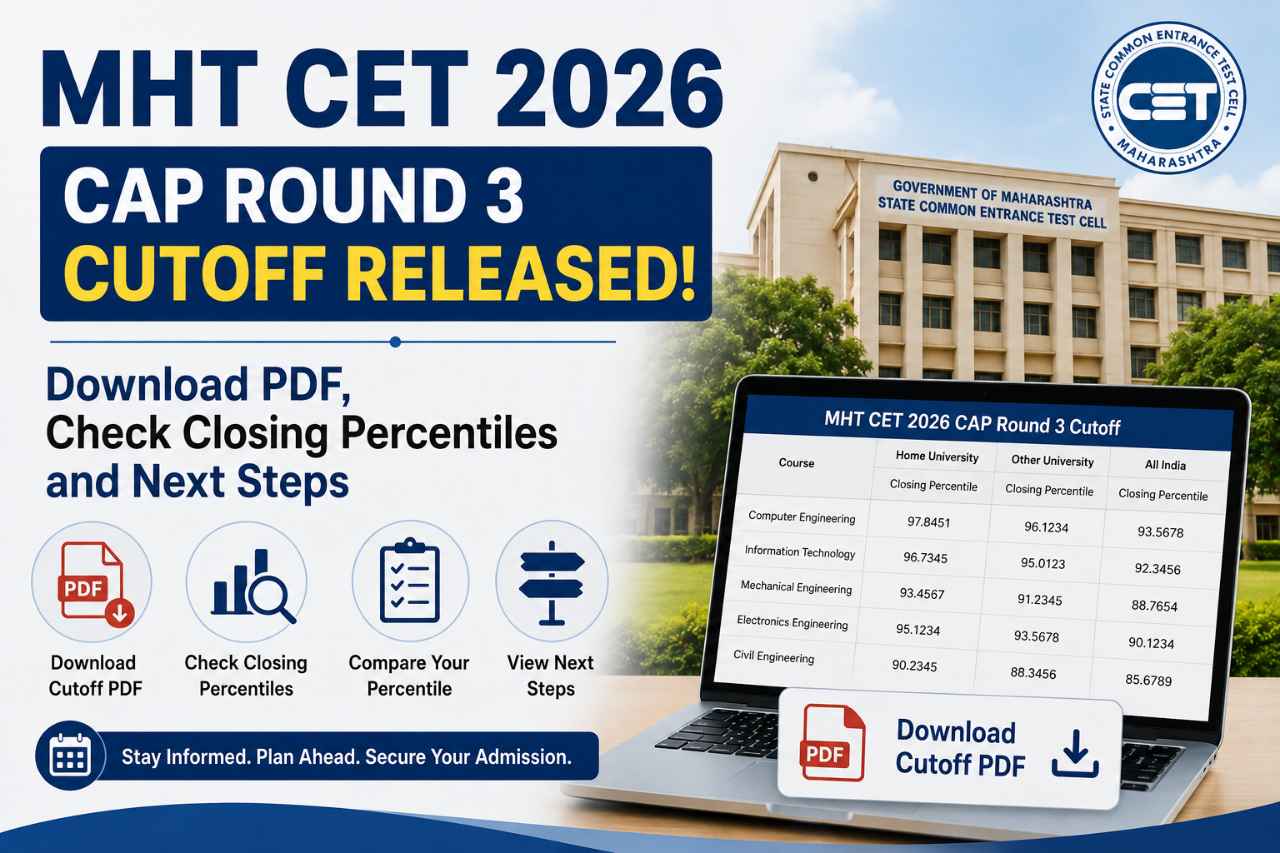 MHT CET CAP Round 3 Cutoff 2026 Released: Download PDF, Check Closing Percentiles and Next Steps