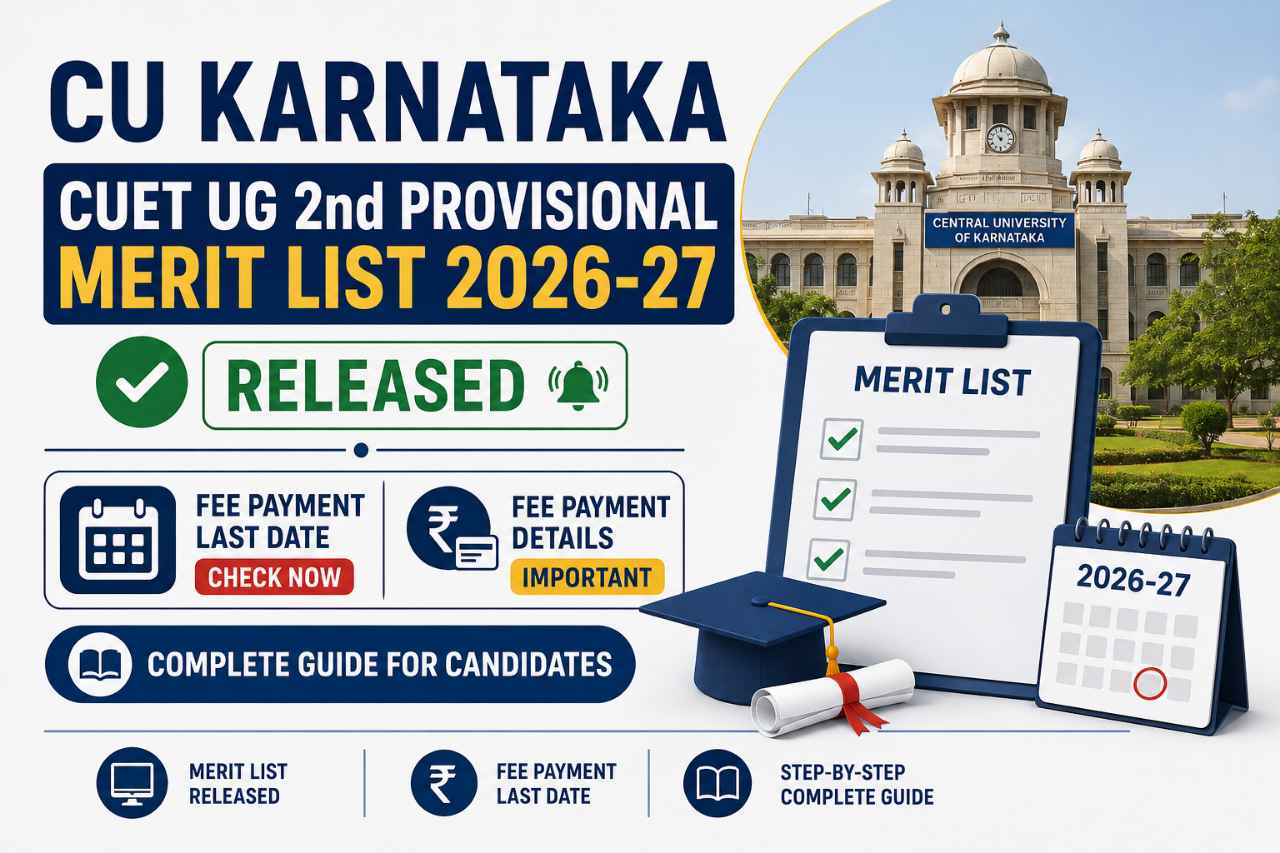 CU Karnataka CUET UG 2nd Provisional Merit List 2026-27 Released: Fee Payment Last Date and Complete Guide