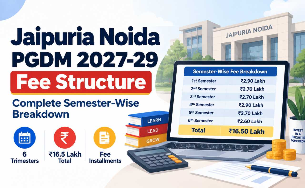 Jaipuria Noida PGDM 2027-29 Fee Structure: Complete Semester-Wise Breakdown