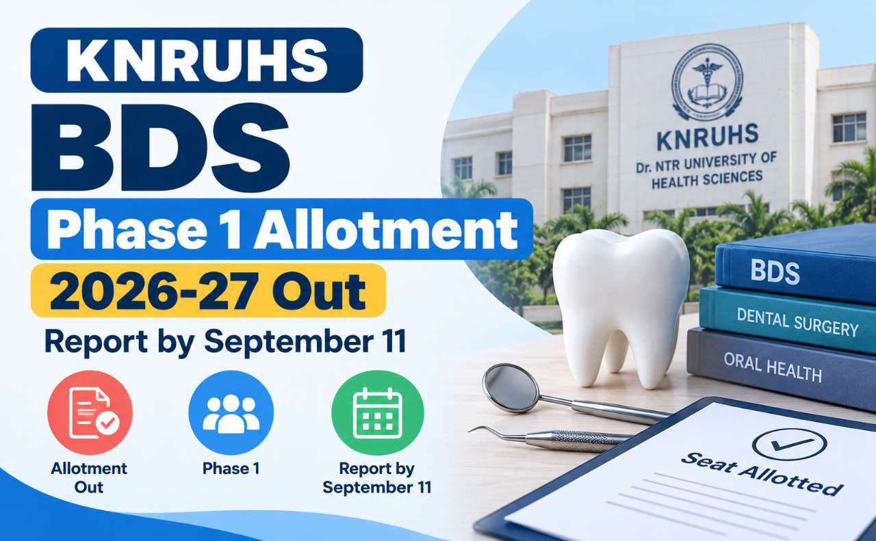 KNRUHS BDS Phase 1 Allotment 2026-27 Out: Report by September 11