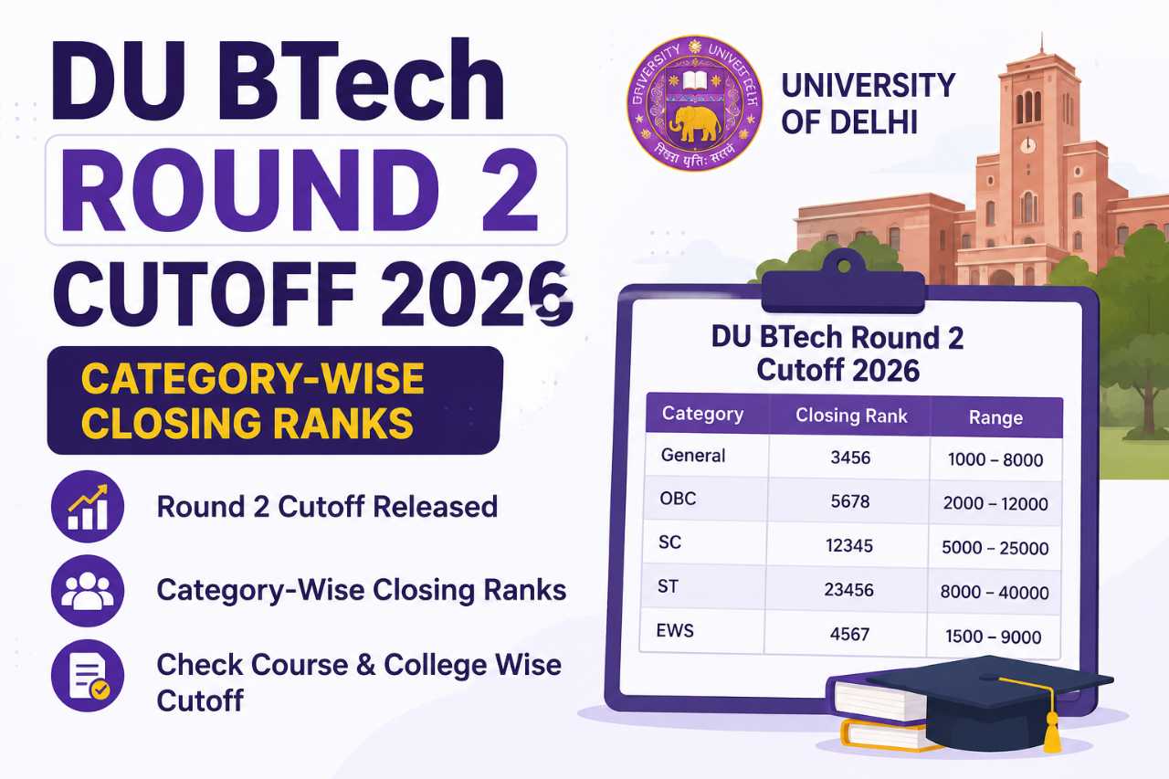 DU BTech Round 2 Cutoff 2026: Category-Wise Closing Ranks