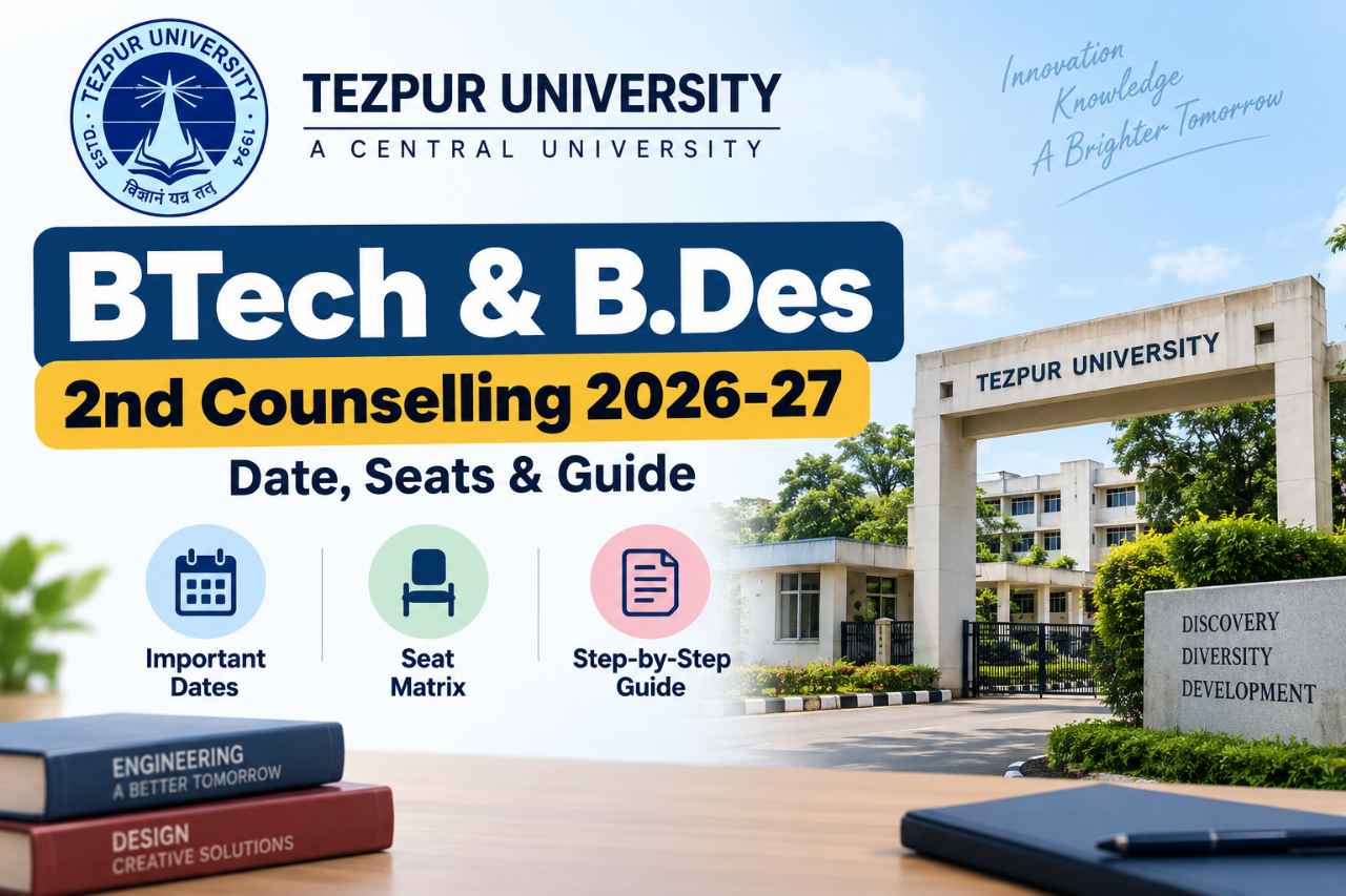 Tezpur University BTech & B.Des 2nd Counselling 2026-27: Date, Seats & Guide