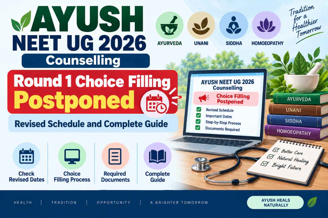 AYUSH NEET UG Counselling 2026 Round 1 Choice Filling Postponed: Revised Schedule and Complete Guide